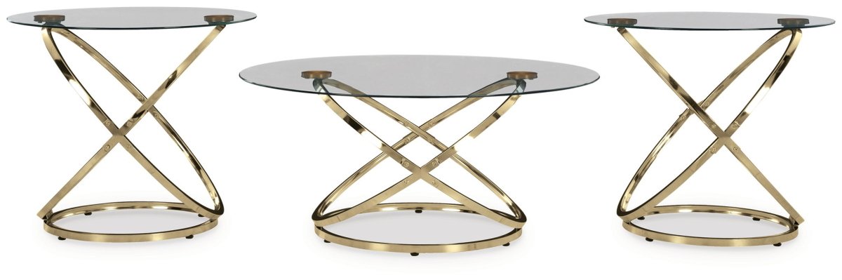 Crimonti - Occasional Table Set (Set of 3) - Champagne Table Sets by Signature Design by Ashley® - Walls Furniture & Mattress