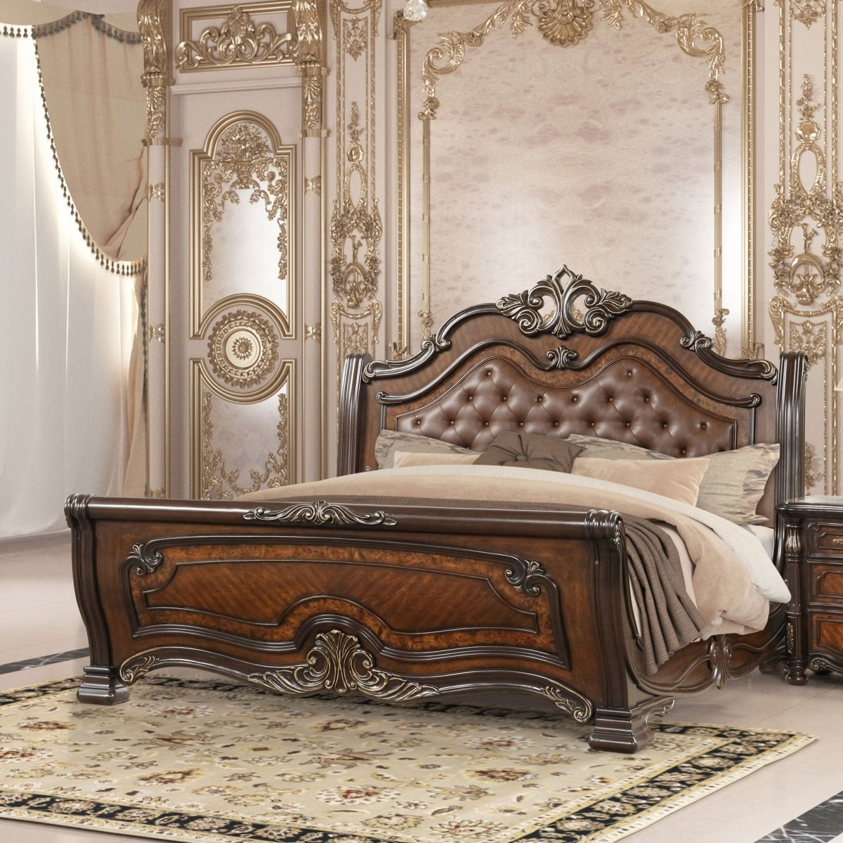 Bella Notte - Padded Sleigh Bed Upholstered Beds by New Classic - Walls Furniture & Mattress