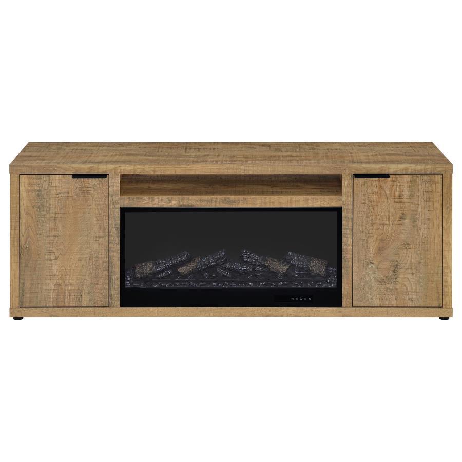 Fuller - 60" 2 - Door TV Stand Fireplace Media Console - Mango Fireplace TV Stands by Coaster Fine Furniture - Walls Furniture & Mattress