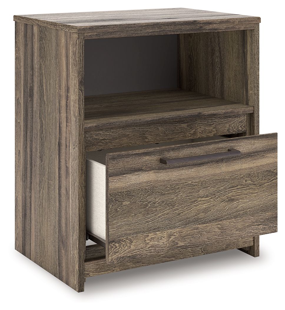 Elbrim - Brown - One Drawer Night Stand Nightstands w/ Charging Stations by Signature Design by Ashley® - Walls Furniture & Mattress