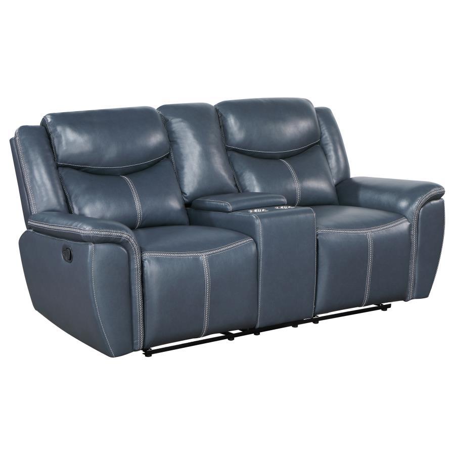 Sloane - Upholstered Padded Arm Reclining Loveseat - Blue Reclining Loveseats by Coaster Fine Furniture - Walls Furniture & Mattress
