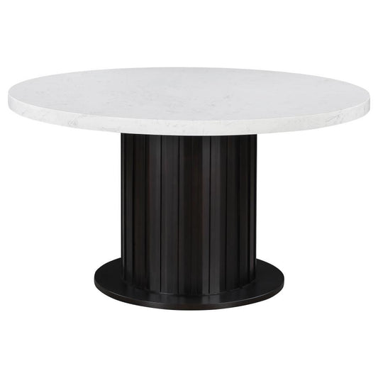 Sherry - Round Marble Top Dining Table - Rustic Espresso Dining Tables by CoasterEssence - Walls Furniture & Mattress