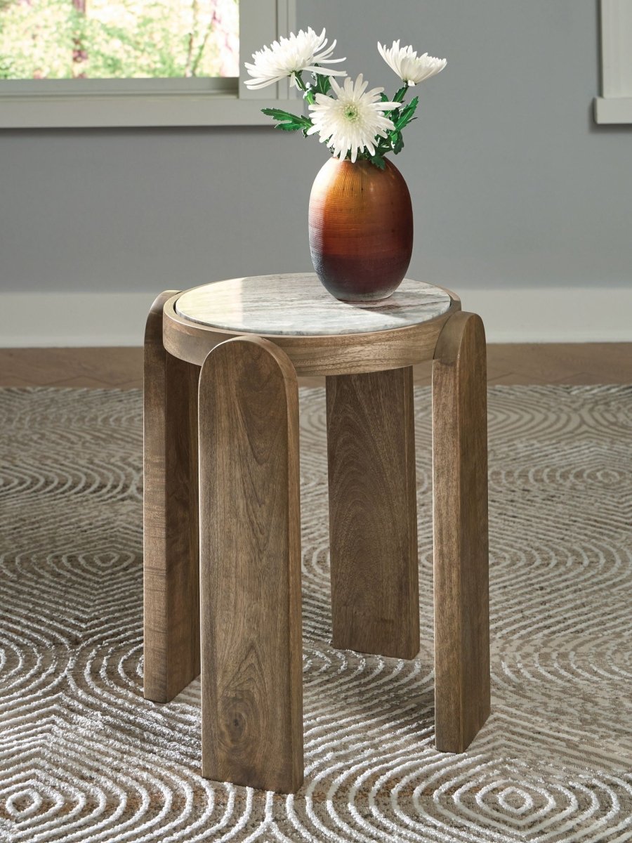 Gavrilley - Gray / White / Brown - Accent Table Accent Tables by Signature Design by Ashley® - Walls Furniture & Mattress