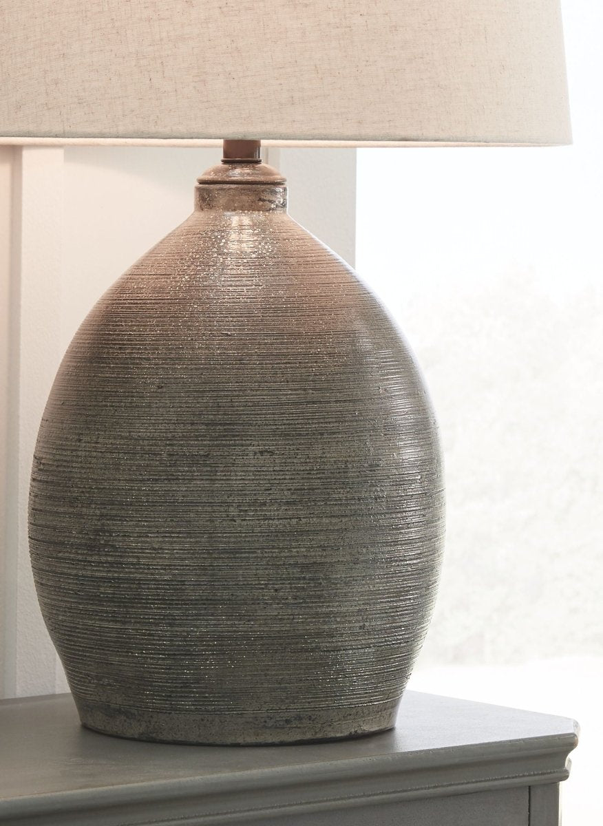 Joyelle - Terracotta Table Lamp - Gray Table Lamps by Signature Design by Ashley® - Walls Furniture & Mattress