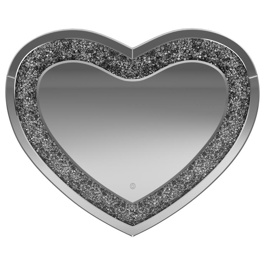 Aiko - Heart Shaped LED Light Wall Mirror - Silver Wall Mirrors by CoasterEssence - Walls Furniture & Mattress