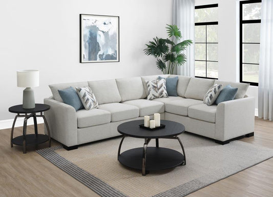 Ashford - Chenille Upholstered Sleeper Sectional Sofa - Greige Stationary Sectionals by Coaster Fine Furniture - Walls Furniture & Mattress