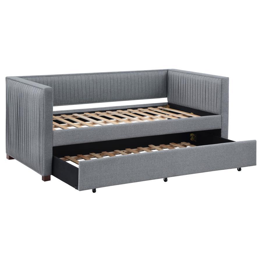 Brodie - Upholstered Twin Daybed With Trundle - Gray Daybeds by CoasterEssence - Walls Furniture & Mattress