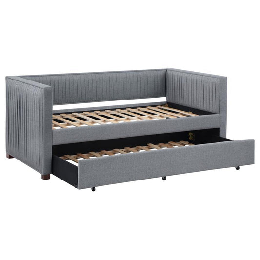 Brodie - Upholstered Twin Daybed With Trundle - Gray Daybeds by CoasterEssence - Walls Furniture & Mattress