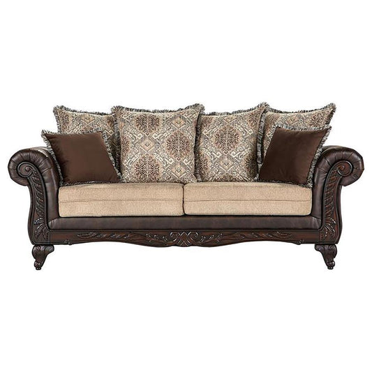 Elmbrook - Upholstered Rolled Arm Sofa - Brown Stationary Sofas by Coaster Fine Furniture - Walls Furniture & Mattress