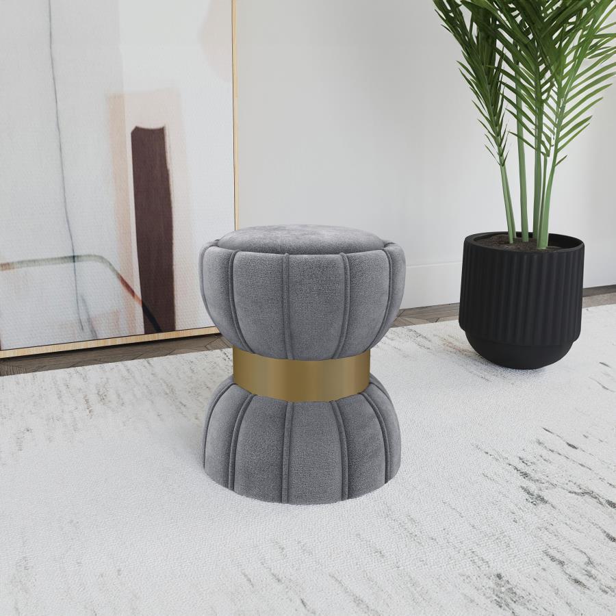 Sora - Round Upholstered Ottoman Upholstered Ottomans by Coaster Fine Furniture - Walls Furniture & Mattress