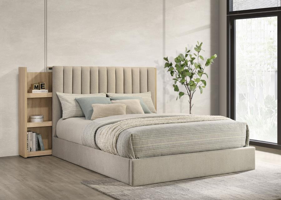 Arielle - Bookcase Panel Storage Bed Upholstered Beds by Coaster Fine Furniture - Walls Furniture & Mattress