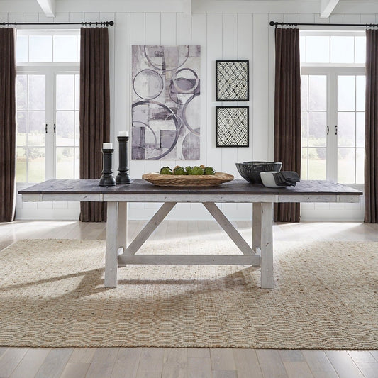 Farmhouse - Trestle Table - White Dining Tables by Liberty Furniture - Walls Furniture & Mattress