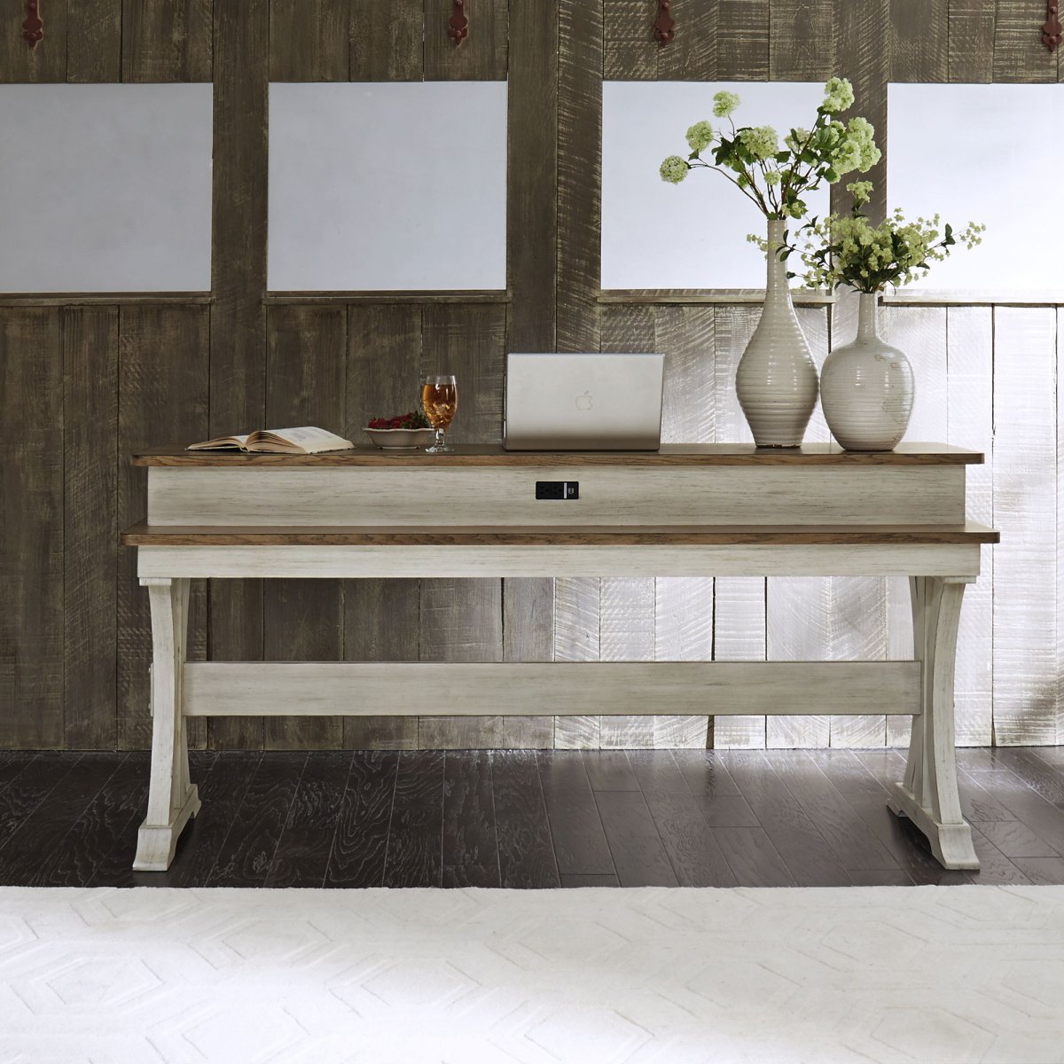 Farmhouse Reimagined - Console Bar Table - White Console Tables by Liberty Furniture - Walls Furniture & Mattress