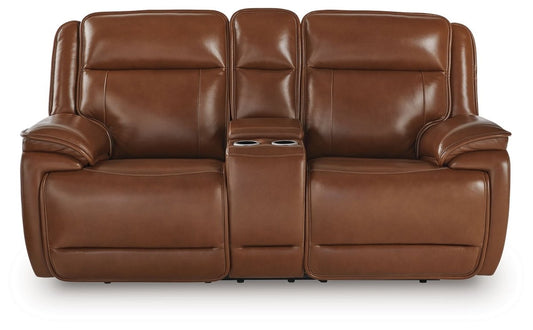 Healy Pier - Power Reclining Loveseat With Console / Adj Headrest - Chocolate Reclining Loveseats by Signature Design by Ashley® - Walls Furniture & Mattress