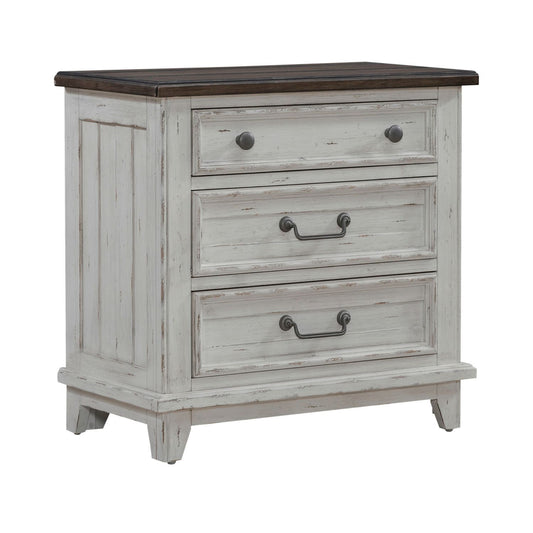 River Place - 3 Drawer Nightstand With Charging Station - White