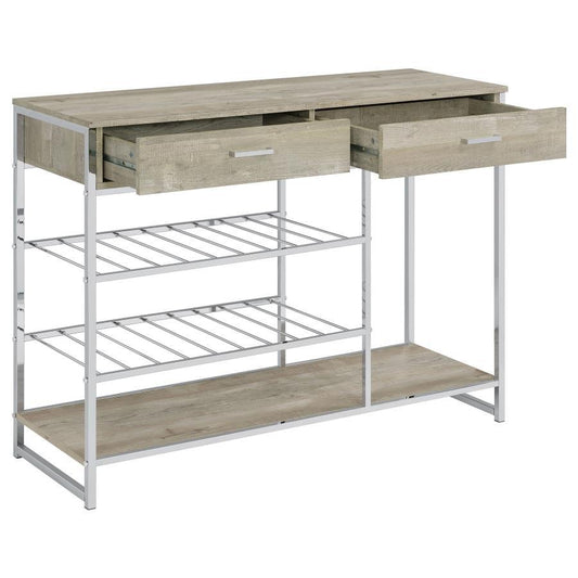 Melrose - 2 - Drawer Home Bar Storage With Wine Rack Gray - Gray Wine Cabinets by Coaster Fine Furniture - Walls Furniture & Mattress