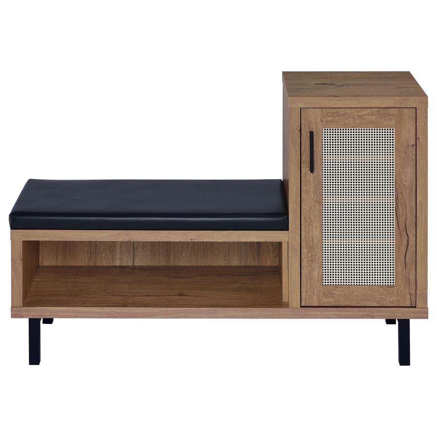 Teller - 1 - Door Entryway Shoe Storage Bench - Natural Oak Storage Benches by Coaster Fine Furniture - Walls Furniture & Mattress