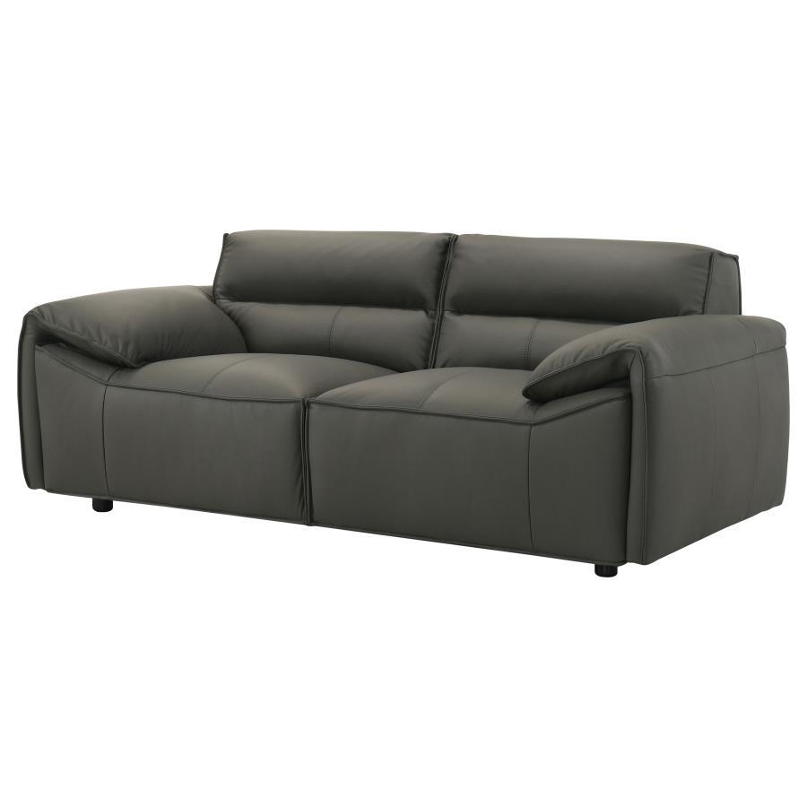 Buxton - Top Grain Leather Upholstered Loveseat Stationary Loveseats by Coaster Fine Furniture - Walls Furniture & Mattress