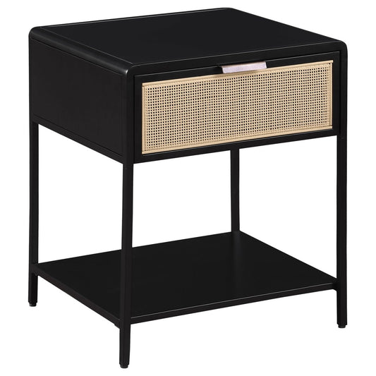Amherst - 1 - Drawer Radio Weave Rattan Metal Side Table Side Tables by Coaster Fine Furniture - Walls Furniture & Mattress