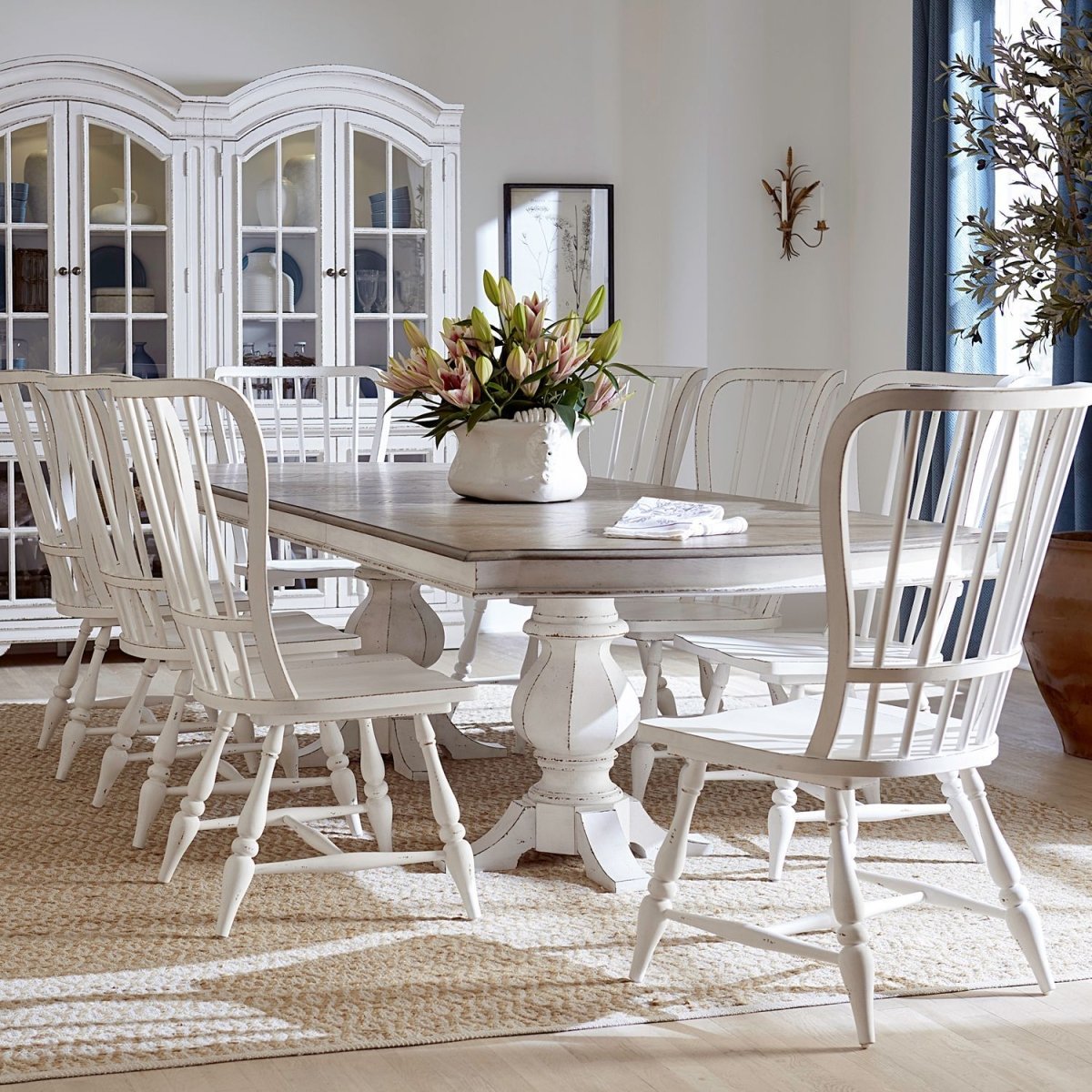 Magnolia Manor - Double Pedestal Table Set 5 Piece Dining Room Sets by Liberty Furniture - Walls Furniture & Mattress