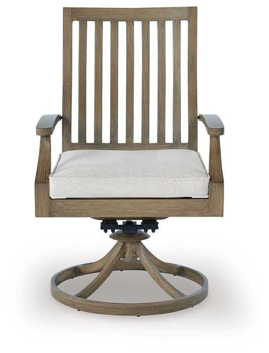 Rainier Ranch - Swivel Chair With Cushion (Set of 2) - Brown / Beige Chair Sets by Signature Design by Ashley® - Walls Furniture & Mattress