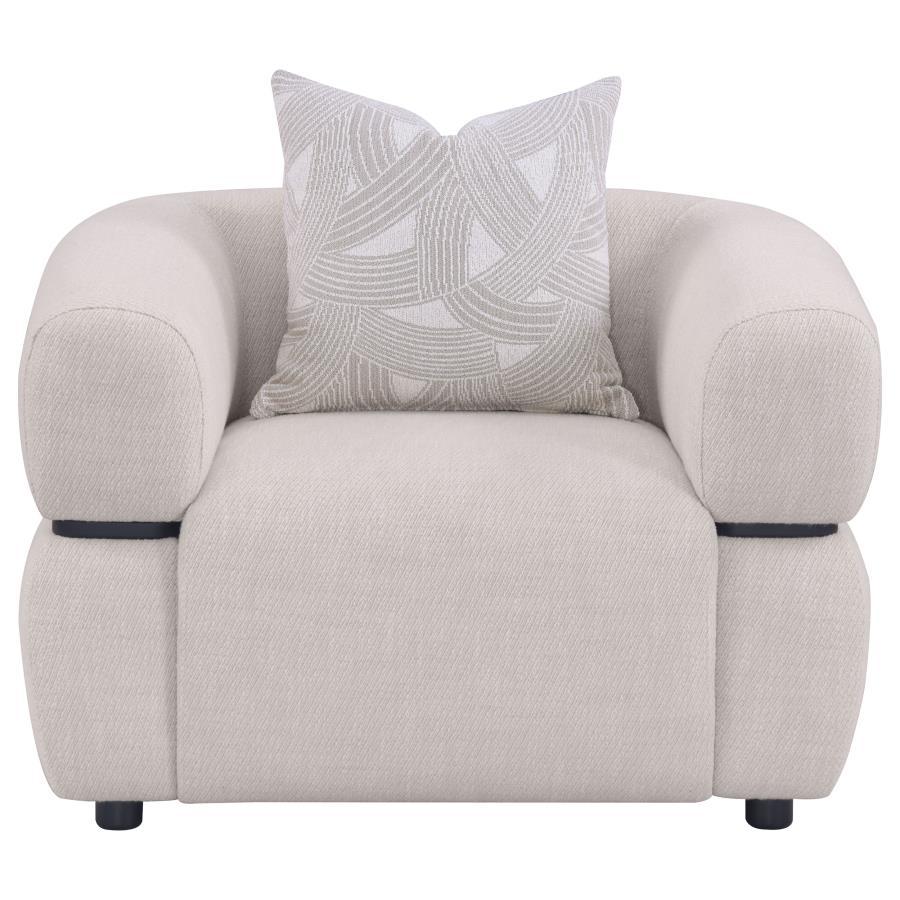 Jeanette - Fabric Upholstered Round Arm Accent Chair - Beige Arm Chairs by Coaster Fine Furniture - Walls Furniture & Mattress