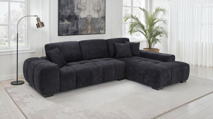 Octavia - Fabric Upholstered Sectional Chaise Sofa Stationary Sectionals by Coaster Fine Furniture - Walls Furniture & Mattress