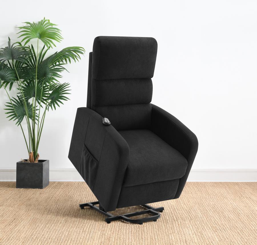 Amsdell - Upholstered Power Lift Recliner With Remote - Black Lift Chairs by Coaster Fine Furniture - Walls Furniture & Mattress
