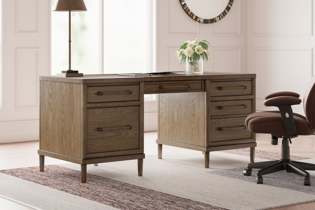 Roanhowe - Home Office Desk - Brown Writing Desks by Signature Design by Ashley® - Walls Furniture & Mattress