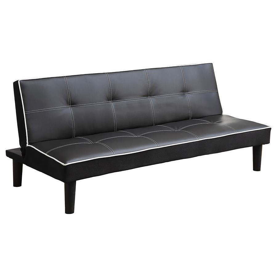 Katrina - Upholstered Tufted Convertible Sofa Bed - Black Futon Sofas by CoasterEveryday - Walls Furniture & Mattress