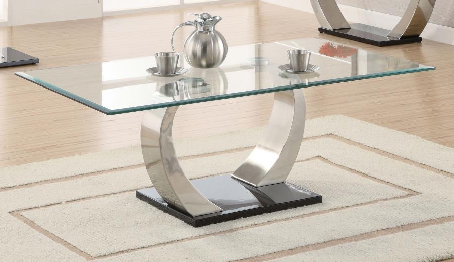 Pruitt - Glass Top Metal Base Table Coffee Tables by CoasterEssence - Walls Furniture & Mattress