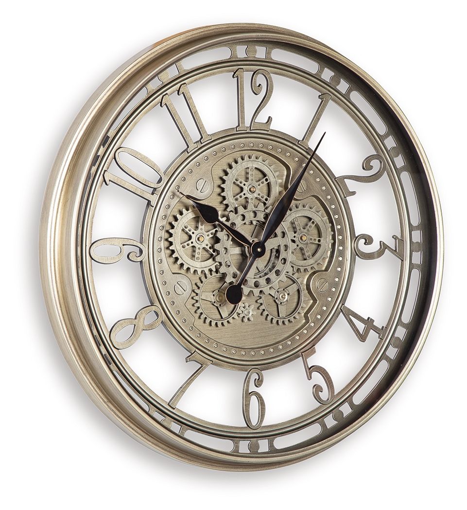 Gilover - Wall Clock - Champagne Finish Wall Clocks by Signature Design by Ashley® - Walls Furniture & Mattress