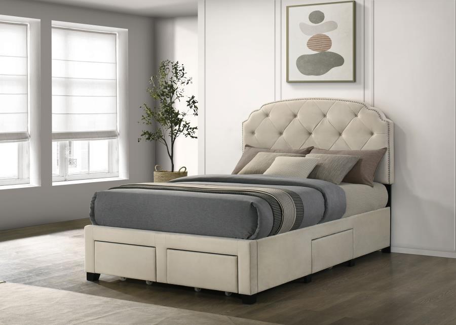 Marianna - 4 - Drawer Upholstered Storage Bed Storage Beds by Coaster Fine Furniture - Walls Furniture & Mattress