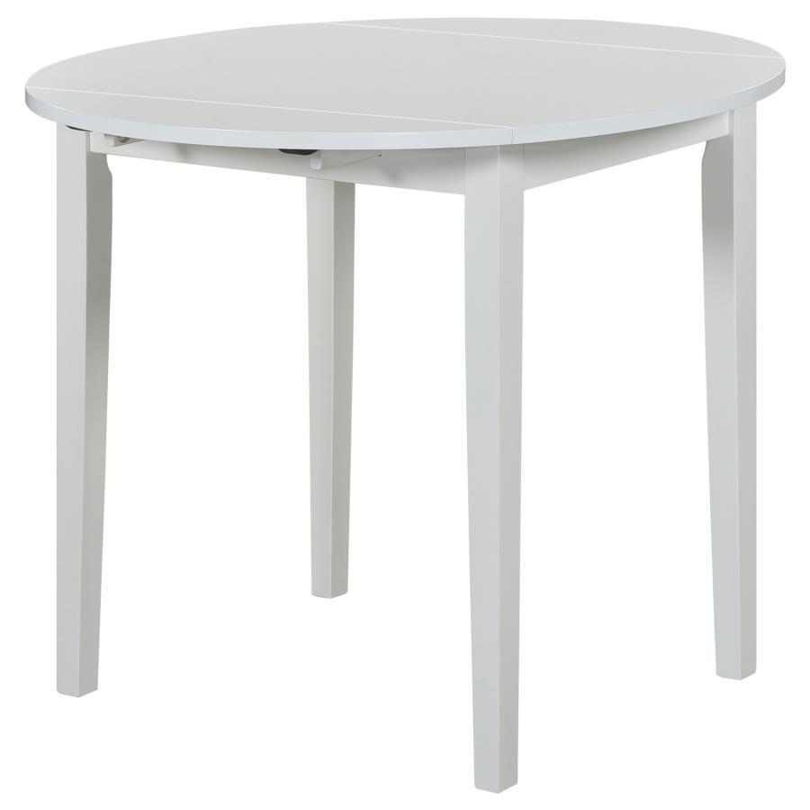 Bucknell - 3 Piece Round Drop Leaf Dining Table Set - White 3 Piece Dining Room Sets by Coaster Fine Furniture - Walls Furniture & Mattress