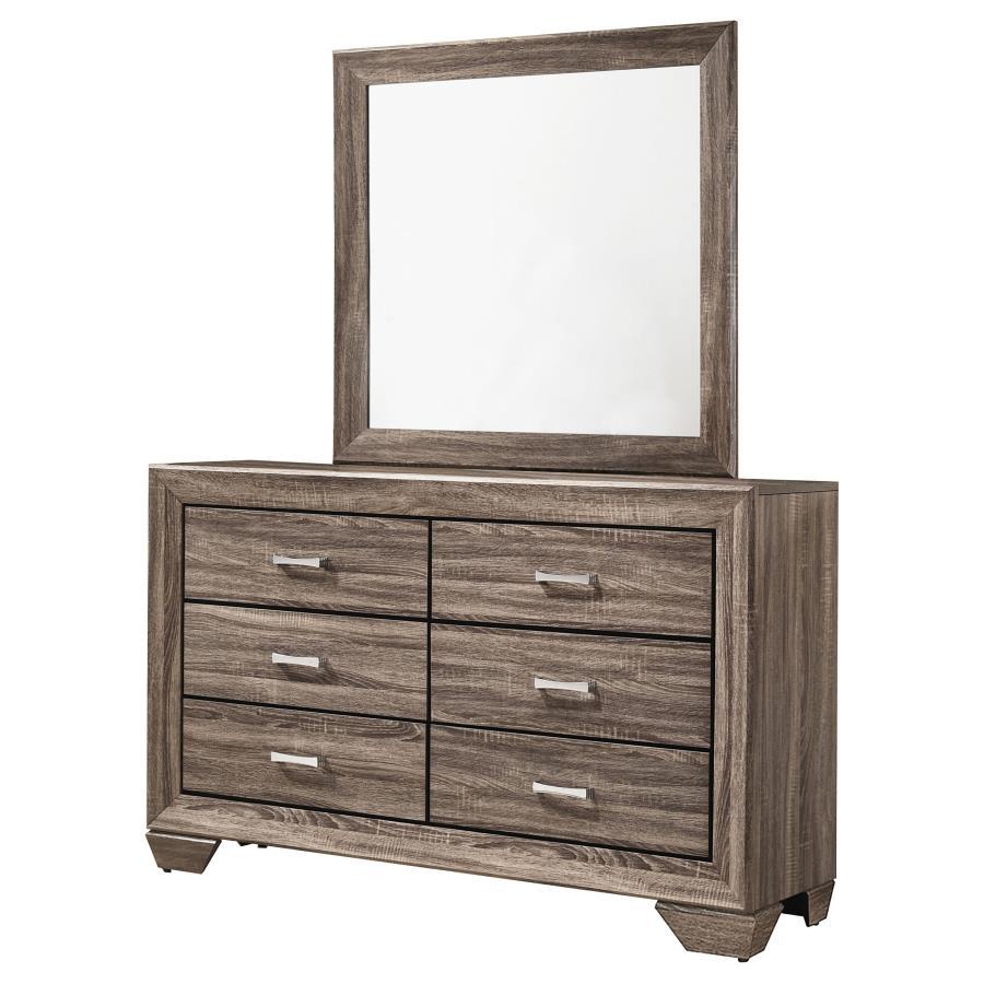 Kauffman - 6 - Drawer Dresser with Mirror Dresser & Mirror by CoasterEveryday - Walls Furniture & Mattress