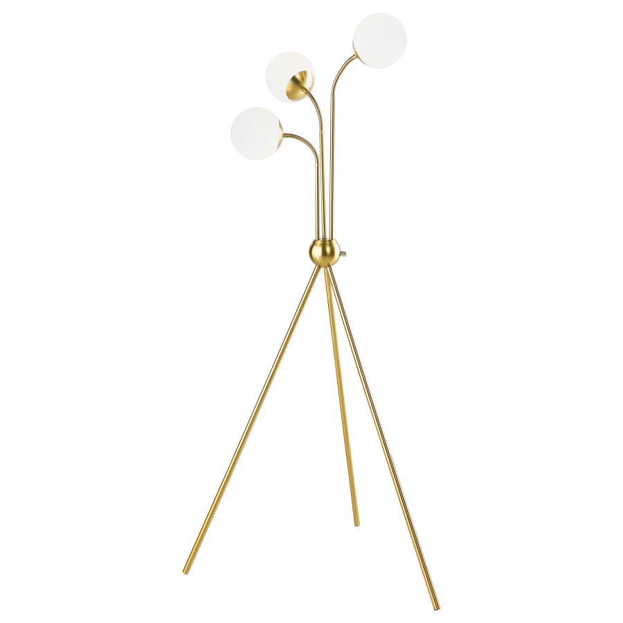 Miley - Spherical Bulb Tripod Tree Floor Lamp - Gold Floor Lamps by Coaster Fine Furniture - Walls Furniture & Mattress