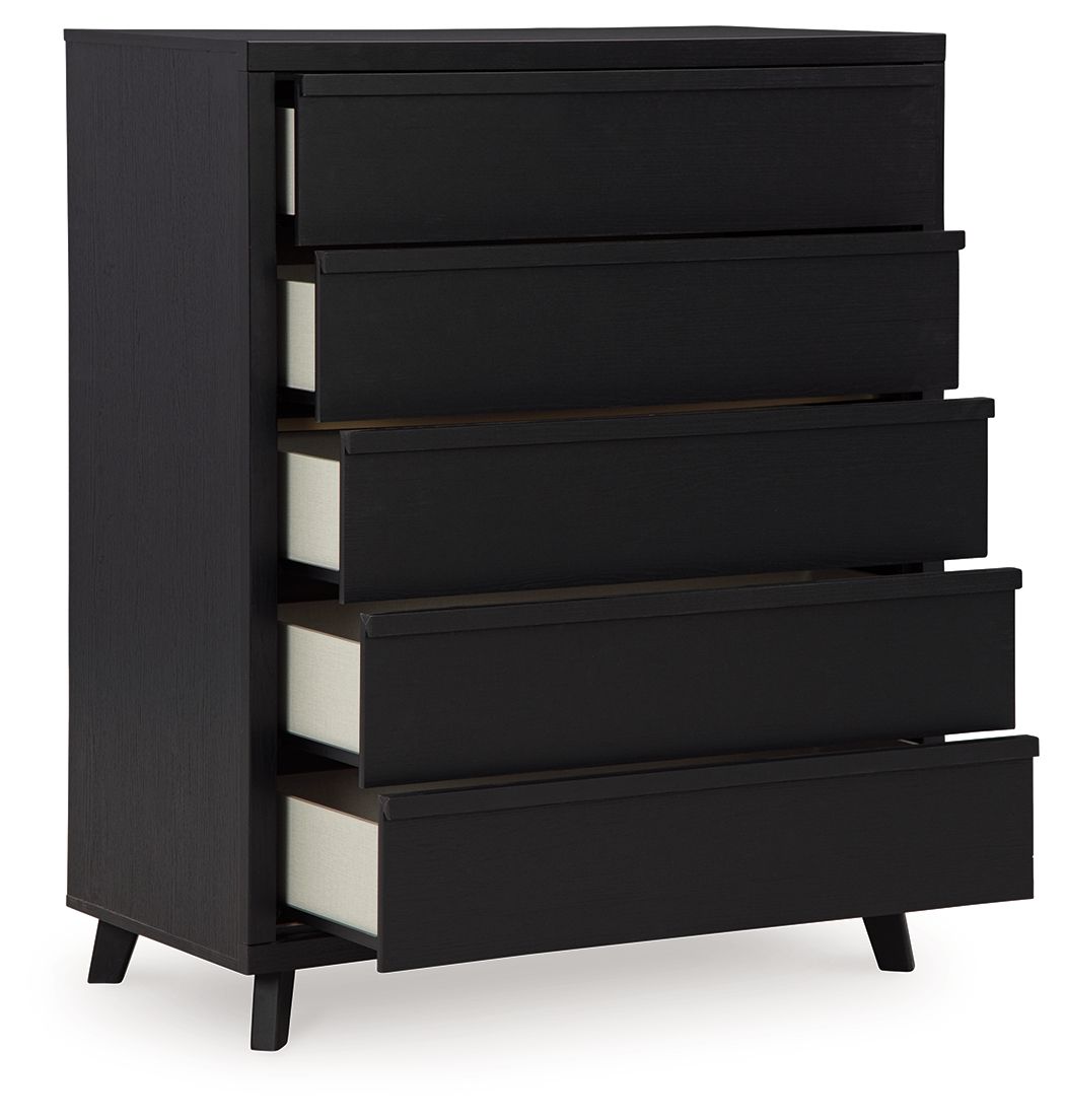 Danziar - Five Drawer Wide Chest - Black Accent Chests by Signature Design by Ashley® - Walls Furniture & Mattress