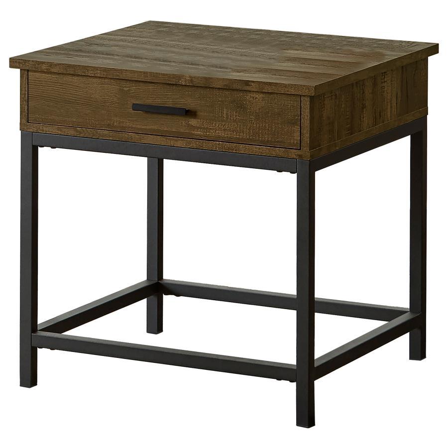 Byers - 1 - Drawer Square Engineered Wood End Table - Brown Oak End Tables by CoasterEssence - Walls Furniture & Mattress