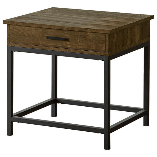Byers - 1 - Drawer Square Engineered Wood End Table - Brown Oak End Tables by CoasterEssence - Walls Furniture & Mattress
