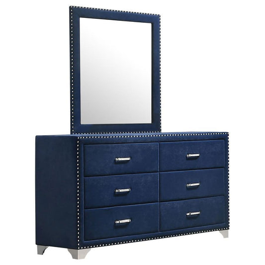 Melody - 6 - Drawer Upholstered Dresser With Mirror Dresser & Mirror by CoasterEveryday - Walls Furniture & Mattress