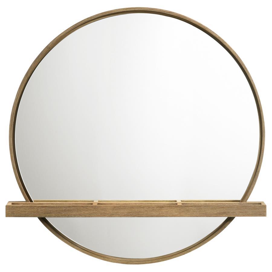 Arini - Round Vanity Wall Mirror With Shelf Vanity Mirrors by CoasterElevations - Walls Furniture & Mattress