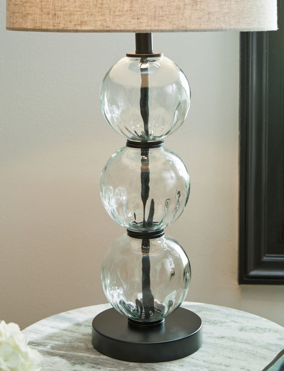 Airbal - Glass Table Lamp (Set of 2) - Clear / Black Table Lamps by Signature Design by Ashley® - Walls Furniture & Mattress