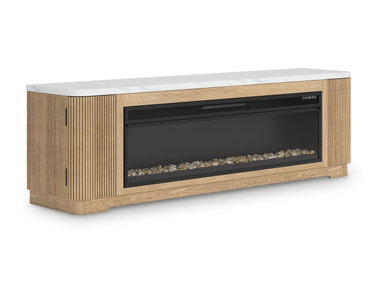 Camdill - 80" TV Stand With Electric Fireplace - Light Brown Fireplace TV Stands by Signature Design by Ashley® - Walls Furniture & Mattress