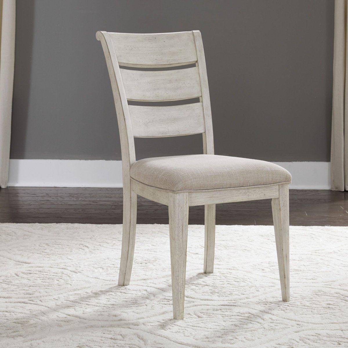 Farmhouse Reimagined - Ladder Back Upholstered Side Chair - White Side Chairs by Liberty Furniture - Walls Furniture & Mattress