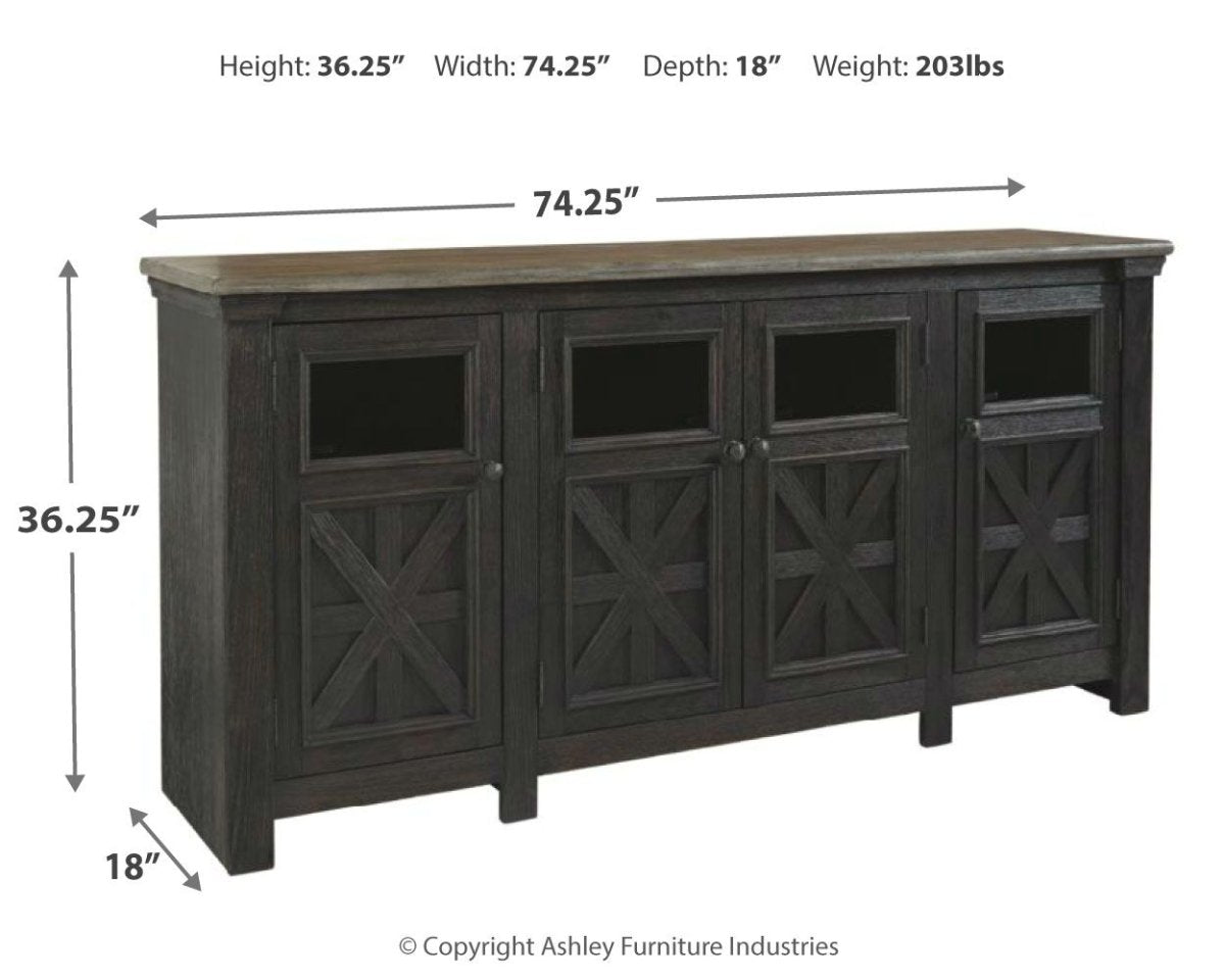 Tyler Creek - Extra Large TV Stand - Black / Gray TV Stands by Signature Design by Ashley® - Walls Furniture & Mattress