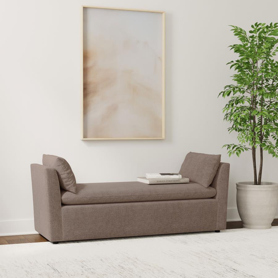 Robin - Upholstered Accent Bench With Armrests - Brown Upholstered Benches by Coaster Fine Furniture - Walls Furniture & Mattress