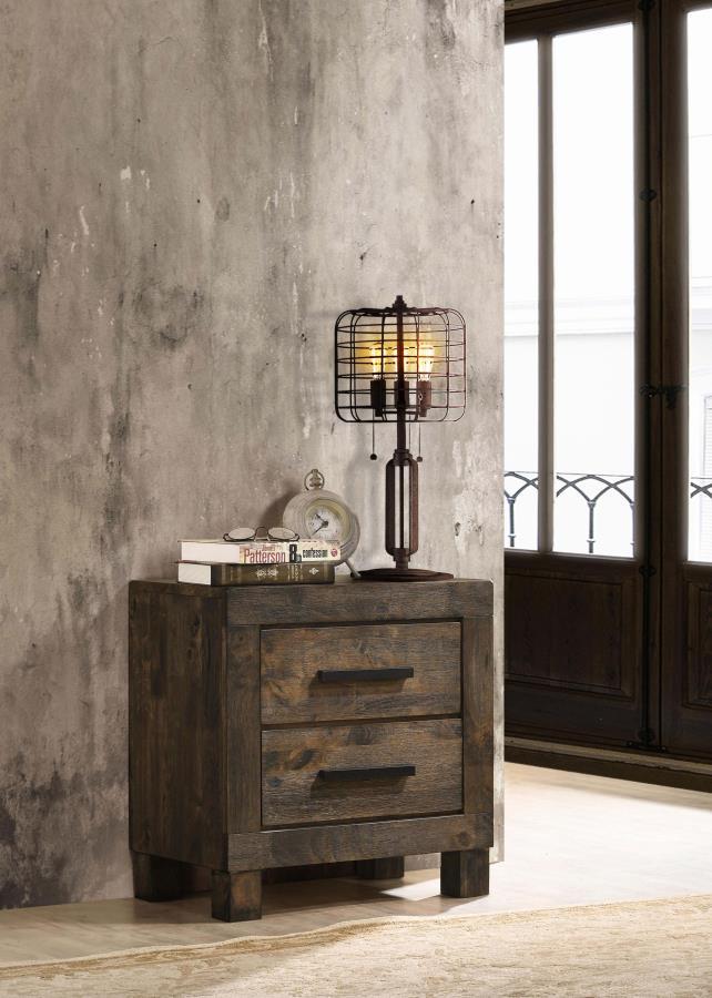 Woodmont - 2 - Drawer Nightstand - Rustic Golden Brown Accent Nightstands by CoasterEveryday - Walls Furniture & Mattress