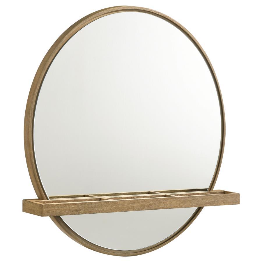 Arini - Round Vanity Wall Mirror With Shelf Vanity Mirrors by CoasterElevations - Walls Furniture & Mattress