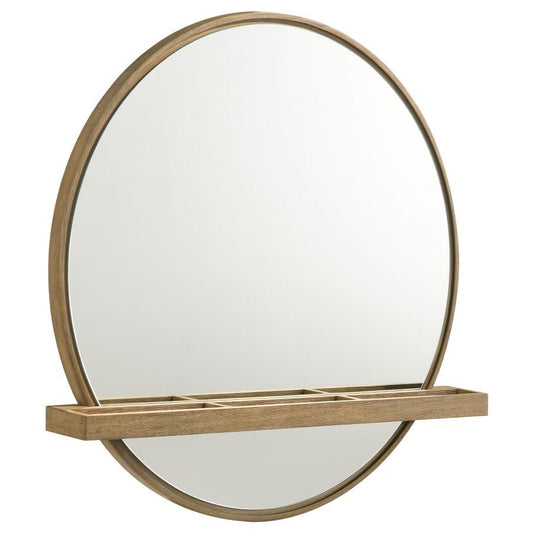 Arini - Round Vanity Wall Mirror With Shelf Vanity Mirrors by CoasterElevations - Walls Furniture & Mattress