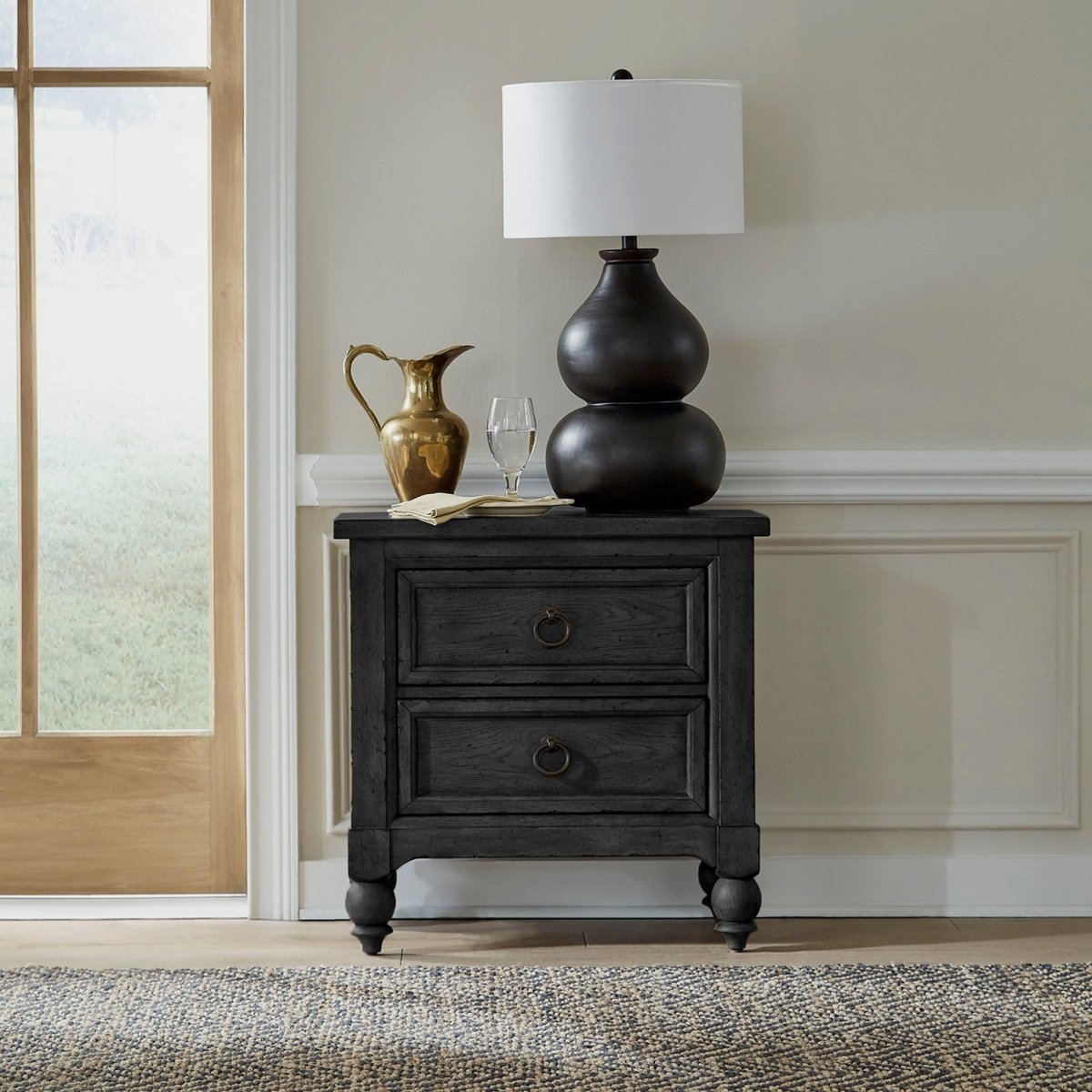 Americana Farmhouse - 2 Drawer Night Stand With Charging Station Nightstands w/ Charging Stations by Liberty Furniture - Walls Furniture & Mattress